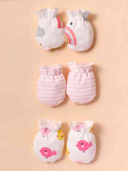 

3pairs baby cartoon graphic gloves she01, White
