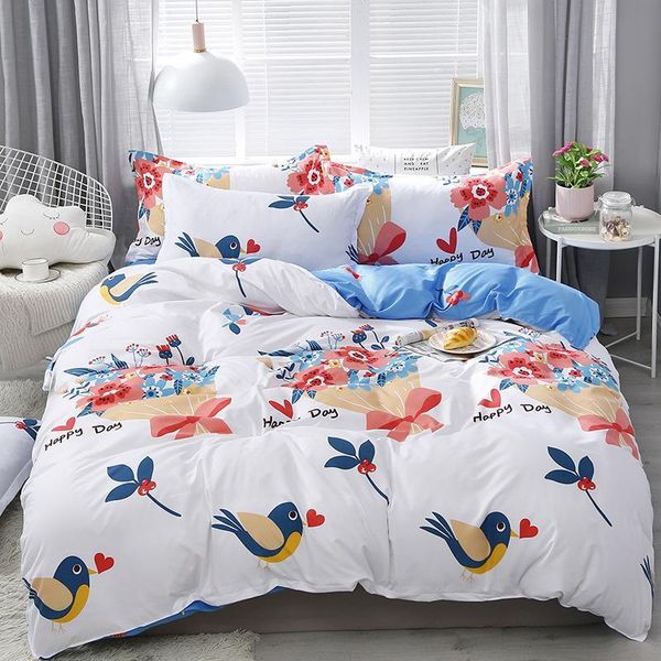 

j bird flower plant 4pcs girl boy kid bed cover set duvet cover child bed sheets pillowcases comforter bedding set 61034