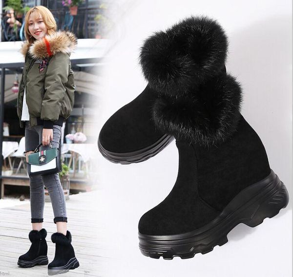 

new arrival fashion suede leather women snow boots winter warm plush women's boots waterproof ankle platform shoes1, Black