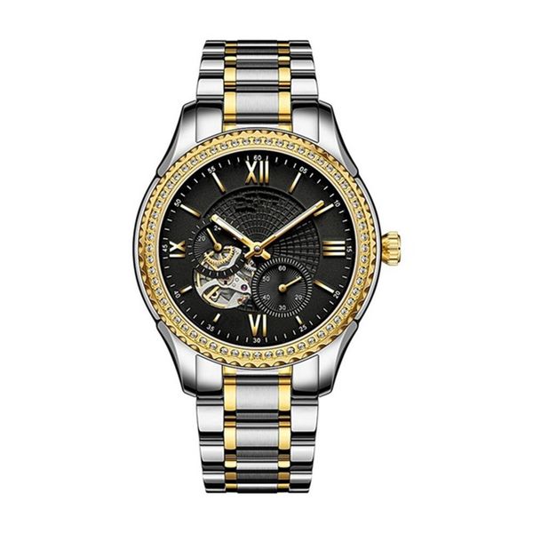 

automatic mechanical watch female watch business couple wrist watchmen's wristwatchs stainless steel luminous sports waterproof multi-c, Slivery;brown