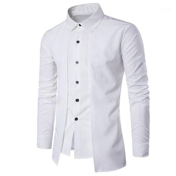 

men's spring shirts fashion long sleeve camisa masculina slim fit wedding casual solid white shirt male charming clothing1, White;black