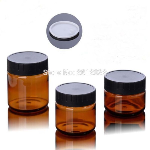 

storage bottles & jars 60 100 120g brown pet cream bottle jar, , plastic with black matte cover cosmetic packaging f2021354