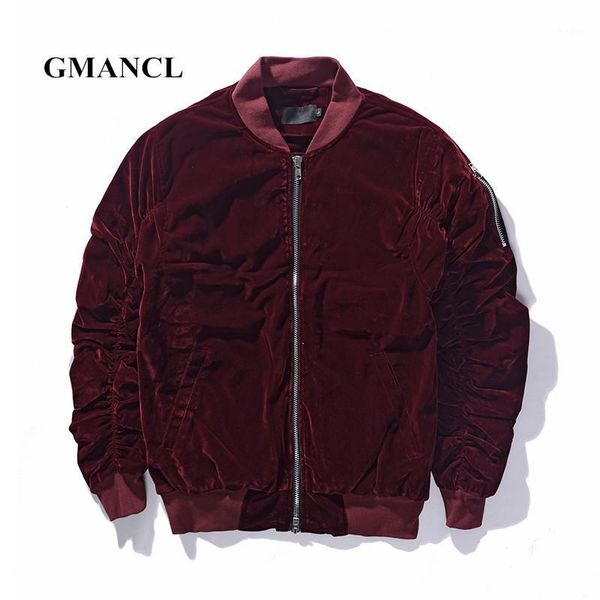 

gmancl bomber jacket 2017 autumn man hip hop streetwear cotton padded velvet material casual hipster flannel men slim jackets1, Black;brown