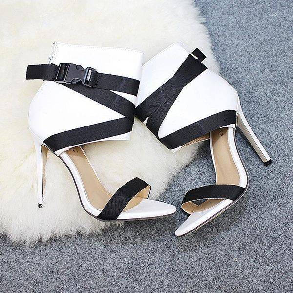 

sandals 2021 fashion ziling women's deleventh shoes fish mouth cross belt thin ultra high heel size 431, Black