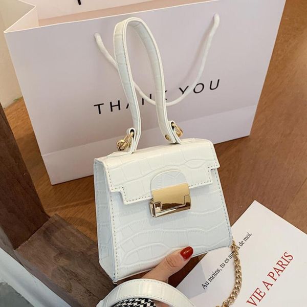 

shoulder bags crocodile pattern small tote bag 2021 high-quality pu leather women's designer handbag chain messenger purses