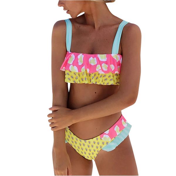 

women's multicolor solid printed high waist split swimsuit subtropical climate beach swimming bikini, White;black