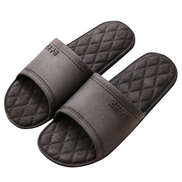 

slippers 2021 men sliders summer indoor hoom bathroom floor simple tough shoes round toe slip-on flip flops, Black