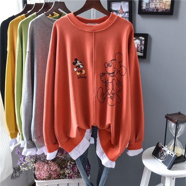 

neflj терри подол top круглого мультфильма свитер свитер шея корейские двухсекционная печатей сшивания нерегулярного белых поддельной большо, Black