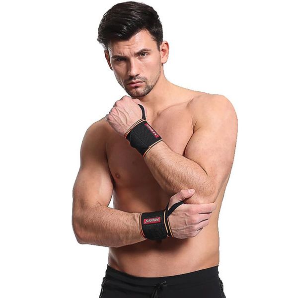 

wrist support aolikes bodybuilding sprain silicone non-slip hand guard brace protector adjustable, Black;red