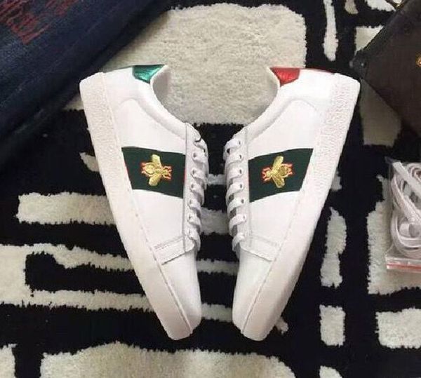 

2020 classic ace bee embroidered green red stripes flat platform shoes men women party trend walking trainers for man chaussures pour hommes, Black