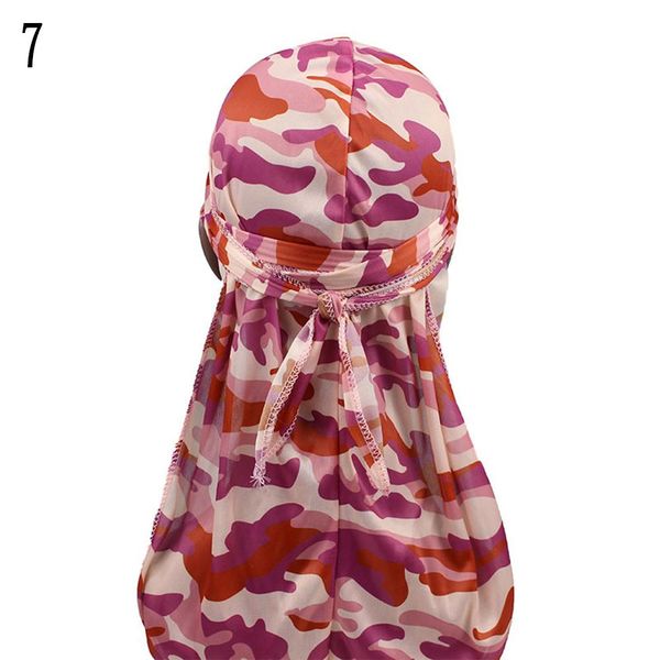 

1шт мода длинный хвост тюрбан caps камуфляж печатные пиратские шляпы женщины мужчины мусульманская durags банданы лоскутная headwrap headwea, Black