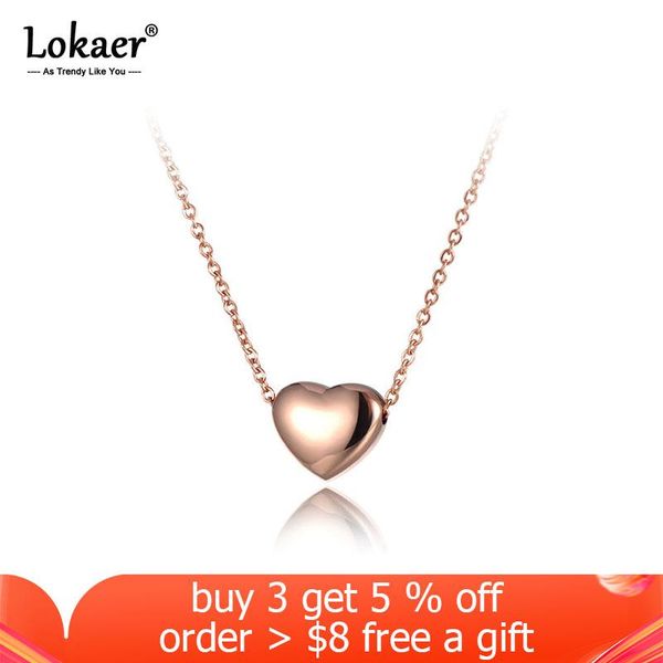 

chokers lokaer romantic heart pendants necklaces rose gold color 316l stainless steel women necklace jewelry n19086, Golden;silver