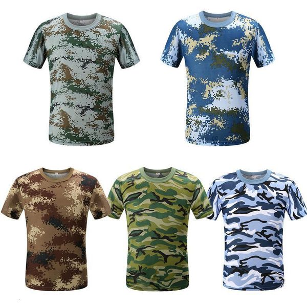 

student training t-shirt male summer camouflage short-sleeved training uniform summer camp quick-drying, Black;blue