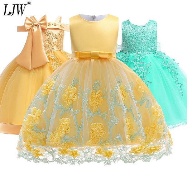 

kids tutu birthday princess party dress for girls infant lace children bridesmaid elegant dress for girl baby girls clothes y200102, Red;yellow