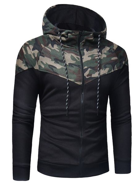 

2021 new novos hoodies dos homens moletom marca outono camuflagem militar capuz jaqueta masculino pulver casaco m-3xl h5eg, Black