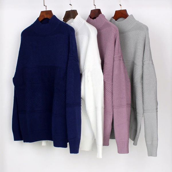 

2020fw new men round neck sweater knitwear couple winter pullover ladies long sleeve loose knitwear size -xxl, White;black