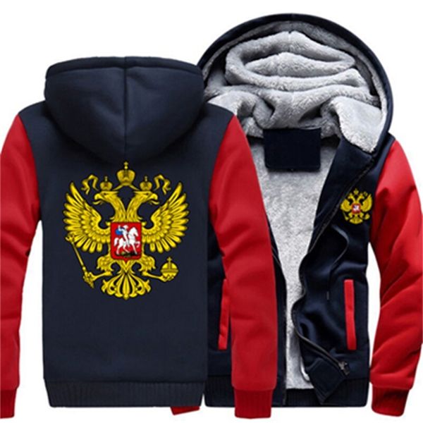 

2021 new us size russian national emblem coat hoodie winter fleece thicken jacket sweatshirts iqow, Black