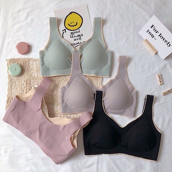 

add 5 new rimless bra for girls, Red;black