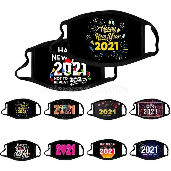 

2021 happy new year t washable reuseable mask dustproof and breathable protective mask cotton mask fast shipping