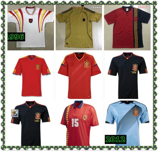 

2002 2008 2012 retro spain ramos soccer jersey 94 96 08 david villa raul torres return football shirt xavi hierro a. iniesta ancient maillot, Black;yellow