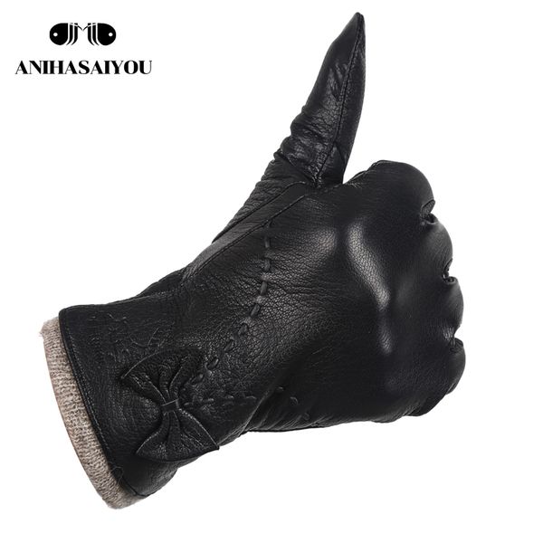 

grade leather gloves women,sheepskin genuine leather gloves women,outdoor winter gloves women -8030 201020, Blue;gray