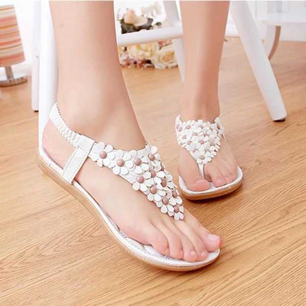 

2020 summer gladiator sandals woman shoes bohemia thong flat flower flip flops sandals flats sandalias ladies zapatos mujer, Black