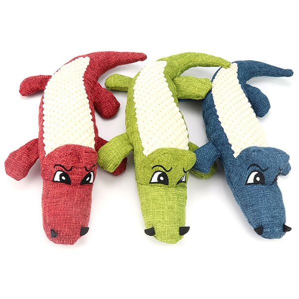 

linen plush crocodile pet dog toy chew squeaky noise toy tough interactive doll cleaning teeth supplies jk2012xb
