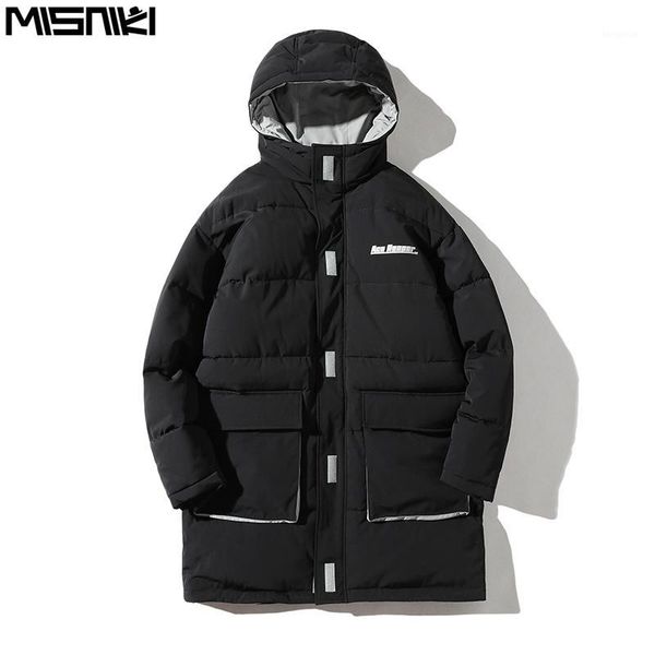 

misniki 2019 streetwear men winter jakcets warm windproof hood jacket coat warm thicken men parkas hombre jp081, Black