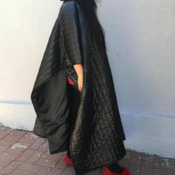 

xiasapiao women's down & parkas plus size loose 2021 oversized winter black personality irregular coat female cloak long cotton padded