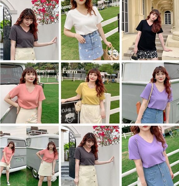 

l-5xl women t-shirt summer plus size solid color pullover hoodies autumn round neck loose blouses shirt casual sport tee cz1019a, White