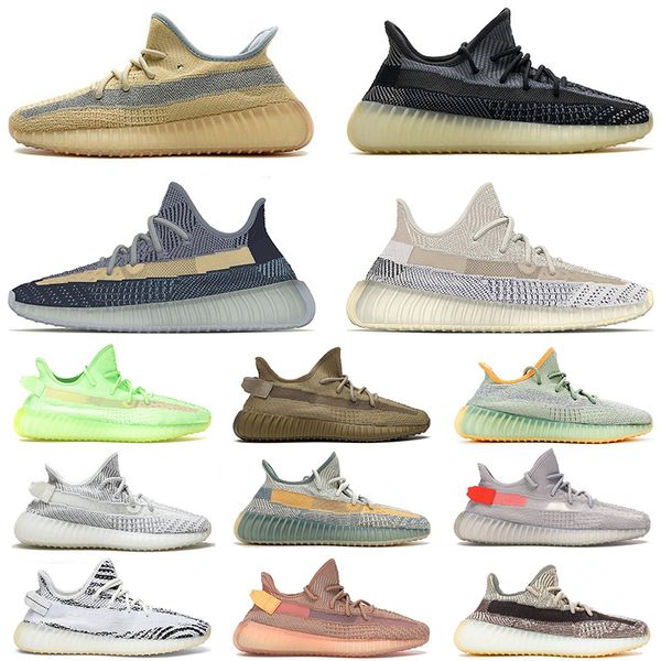 

wholesale 2021 running shoes kanye west size 48 carbon linen ash blue pearl tail light mens womens static reflective trainers sneakers 36-48, White;red