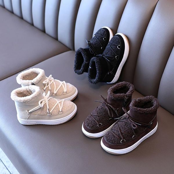 

new 2020 kids boots winter boots for boys girls martin boots casual walking outdoor leather plush children snow kids shoes wmtlda xhlove, Black