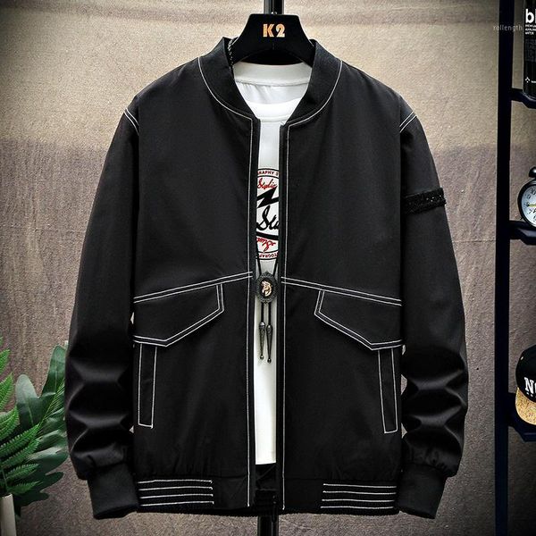 

men's 2020 thin spring and autumn men's coat korean trend handsome casual jacket versatile bomber1, Black;brown