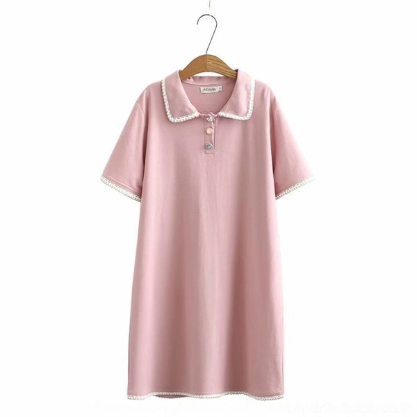 

zipgf new short-sleeved style korean casual contrast color casual lace collar dress mid-length large size a0239 dress line cmkr0, Black;gray