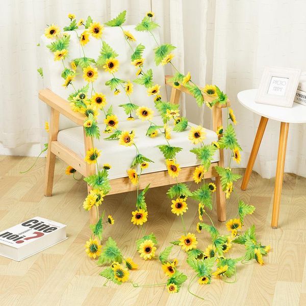 

simulation sun flower rattan air conditioning pipe fruit shop mall ceiling decoration rattan1