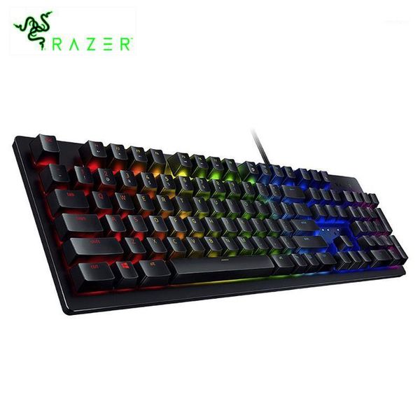 

razer huntsman wired mechanical switches gaming keyboard rgb backlit ergonomic wrist rest tactile keyboard gaming for lappc1