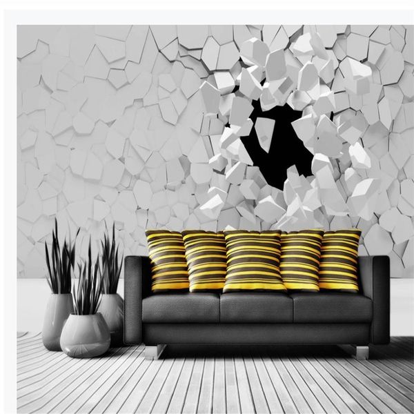 Foto mattone sfondi tridimensionale 3d esteso spazio rotto muro di carta da parati sfondo di grandi dimensioni murale