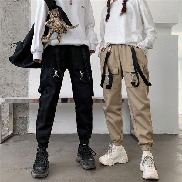 

men's pants side pockets cargo cotton black hip hop harem casual male joggers trousers fashion streetwear