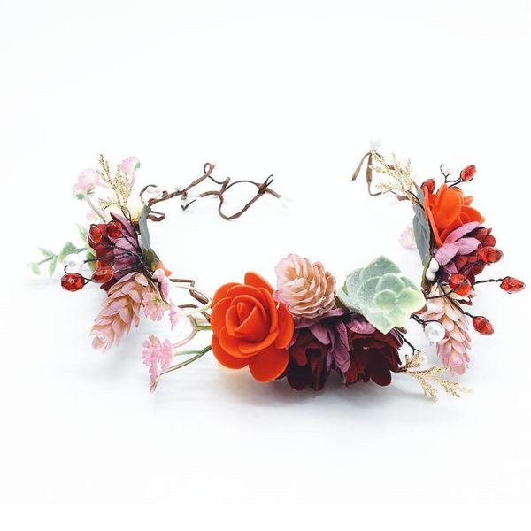 

leather flower crown bride wedding party hair accessories girls flower wreath headband floral garlands women headdress o qylumy