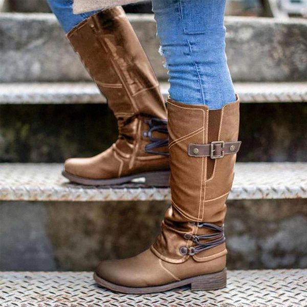 

women boots platform leather shoes waterproof women winter women's ladies fashion casual mid-calf boots metal decoration #gs4y, Black