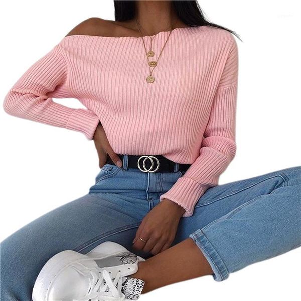 

xingqing women blouse 2020 solid color pullover adults irregular long sleeve costume cold shoulder shirt blouse1, White;black