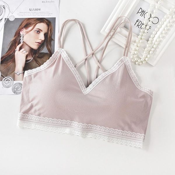 

sling lace bralette deep v backless cross strap beauty back padded tube one piece plunge bra underwear1, Black;white