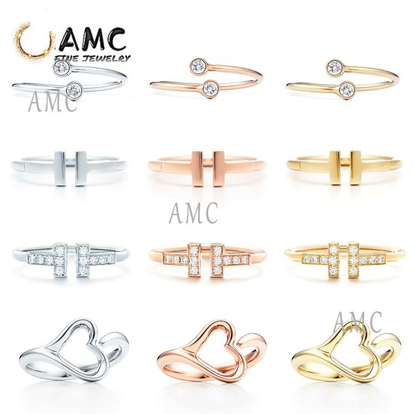 

original boutique brand classic 925s sterling silver new simple and exquisite gift ring double diamond adjustable ring