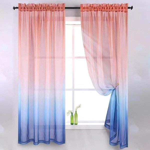

2pcs gradient color polyester sheer curtain window bedroom drape home decor organza voile curtains l decoration1
