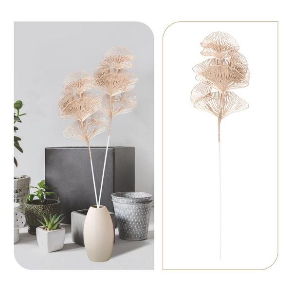 

5pcs simulation ginkgo leaves picks wedding leaf decor home layout leaf(golden)