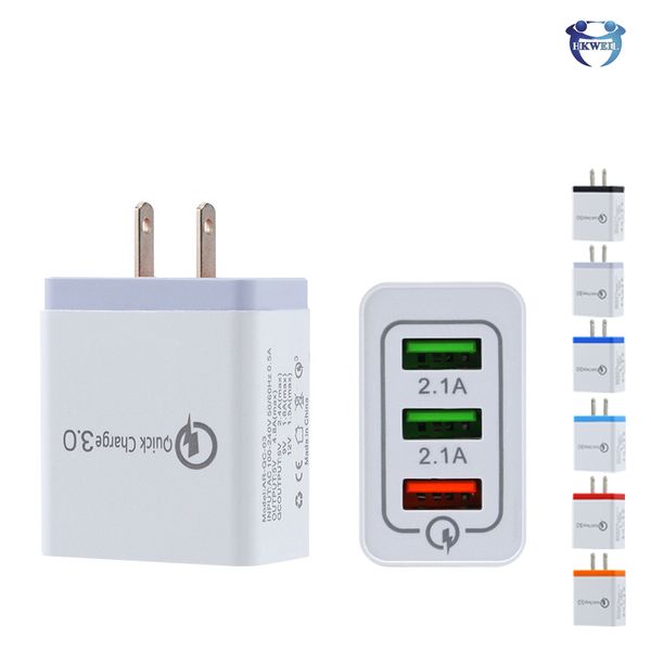 

qc3.0 quick charger 3 ports usb travel charger charing qc3.0 wall charger us eu plug