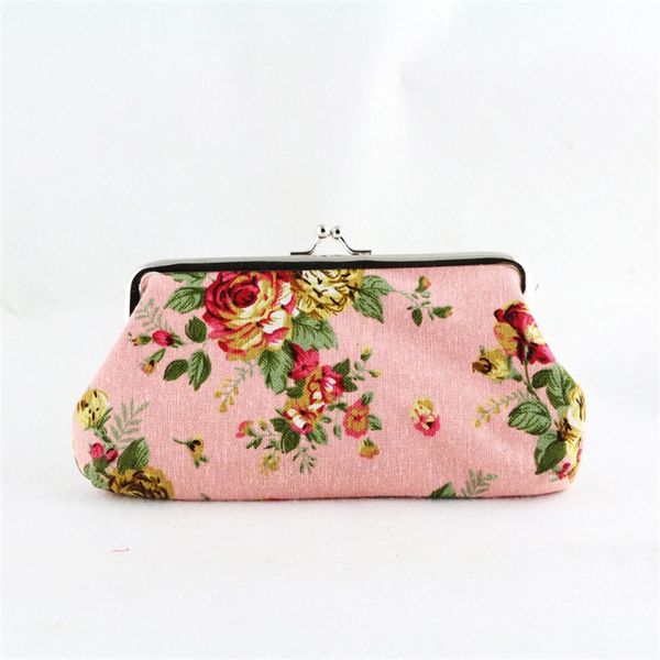 

fashion women hasp coin purse large rose printed canvas long handbags single layer mobile phone id card key pouch in stock 4ls e1