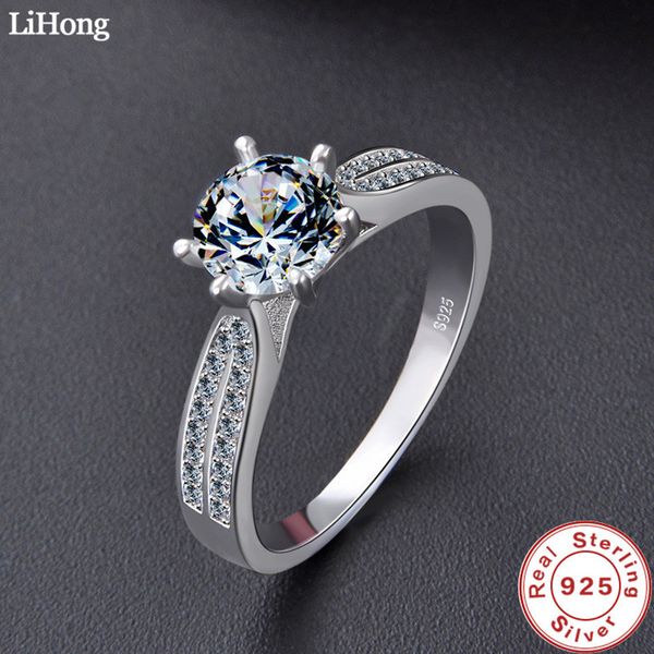 

luxury jewelry simulation diamond ring 100% 925 sterling silver ring women's high jewelry engagement shiny ring 201006, Golden;silver