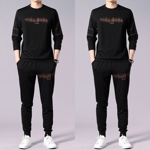 

luosh 2020 осени новые спортивные длинный сет с длинным рукавом новой света одеждой 2020 осенью молодежь спортивного 3d свитер набора мужско, Black