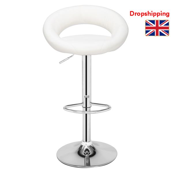 

stock in uk 2pcs swivel round stool plastic arch feet rotation cushion bar stool adjustable lift chair white dropshipping